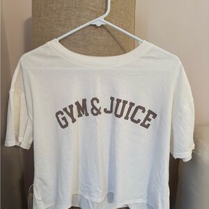 Z Supply White Crop Top with Gray Print